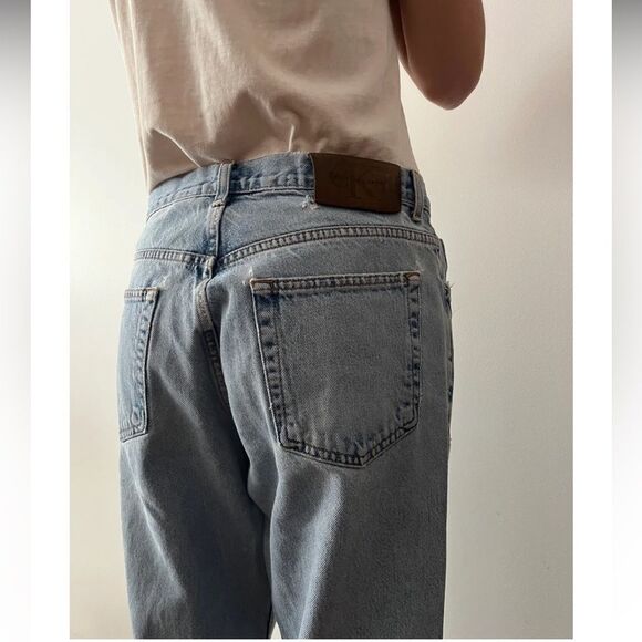 90s CK Calvin Klein Vintage Y2K Denim Jeans Light Blue Wash Mens Easy Fit 31 - Picture 2 of 14